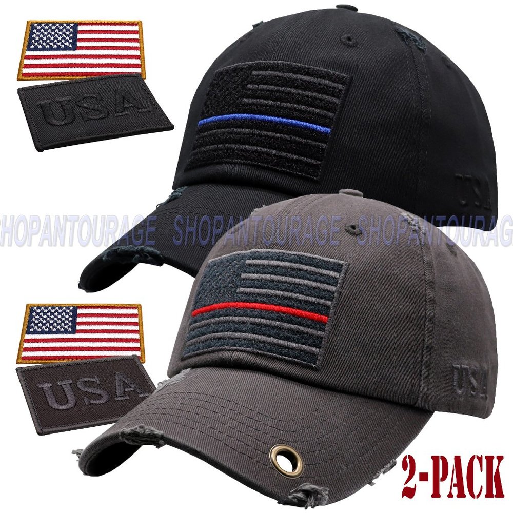 2 Pack: American Flag Vintage Baseball Hat Cap